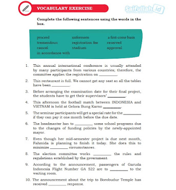 Pembahasan Soal Bahasa Inggris Chapter 6 Halaman 88 Vocabulary Exercise