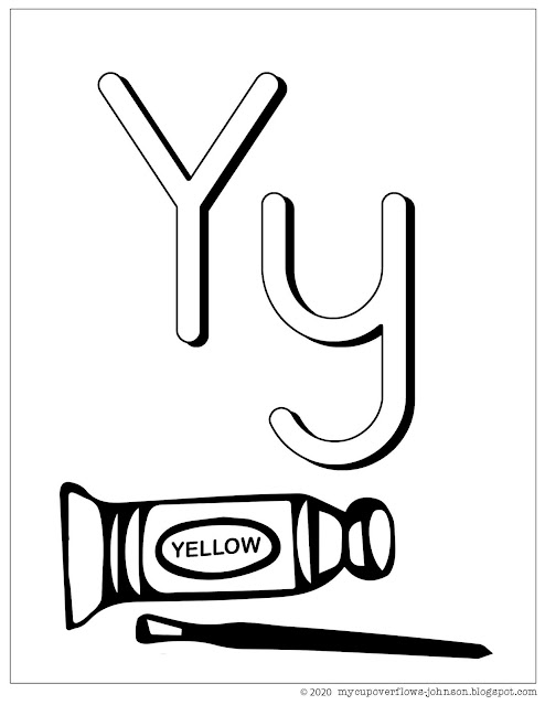 Y is for yellow paint coloring page