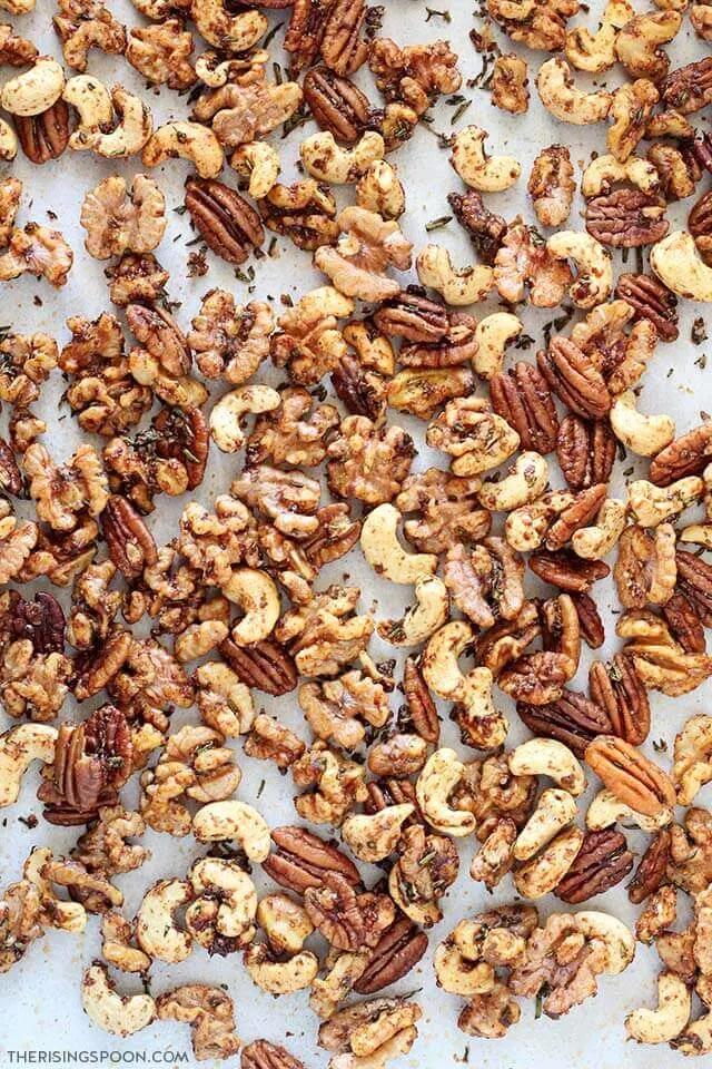 Maple Rosemary Roasted Nuts - Flavor the Moments