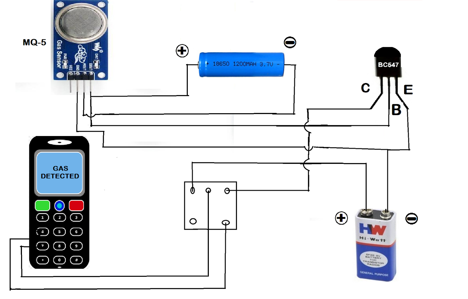 Gas Leakage Detector circuit diagram