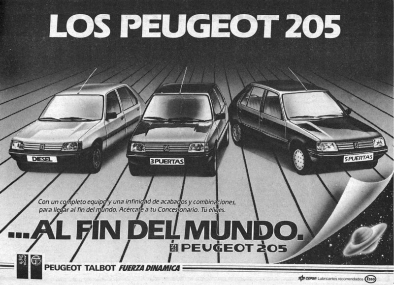 Memoria gráfica Anuncio Peugeot 205.