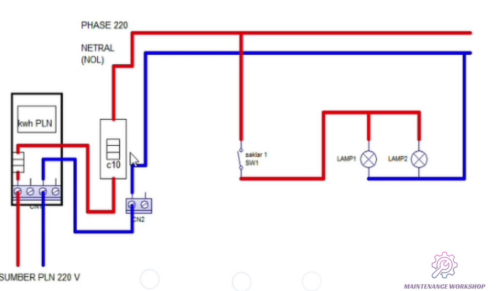 Cara Pasang Instalasi Listrik Satu Saklar Meghidupkan 2 Lampu Maintenance Workshop