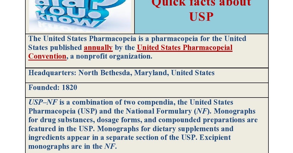 Pharma Treasures Quick Facts about USP