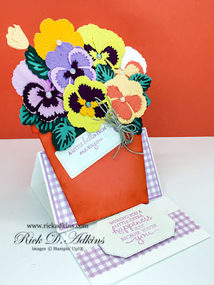 I am going to share with you a fun Pansy Patch Flower Pot Easel Card using the Pansy Patch Bundle from Stampin' Up!  Click here to learn more