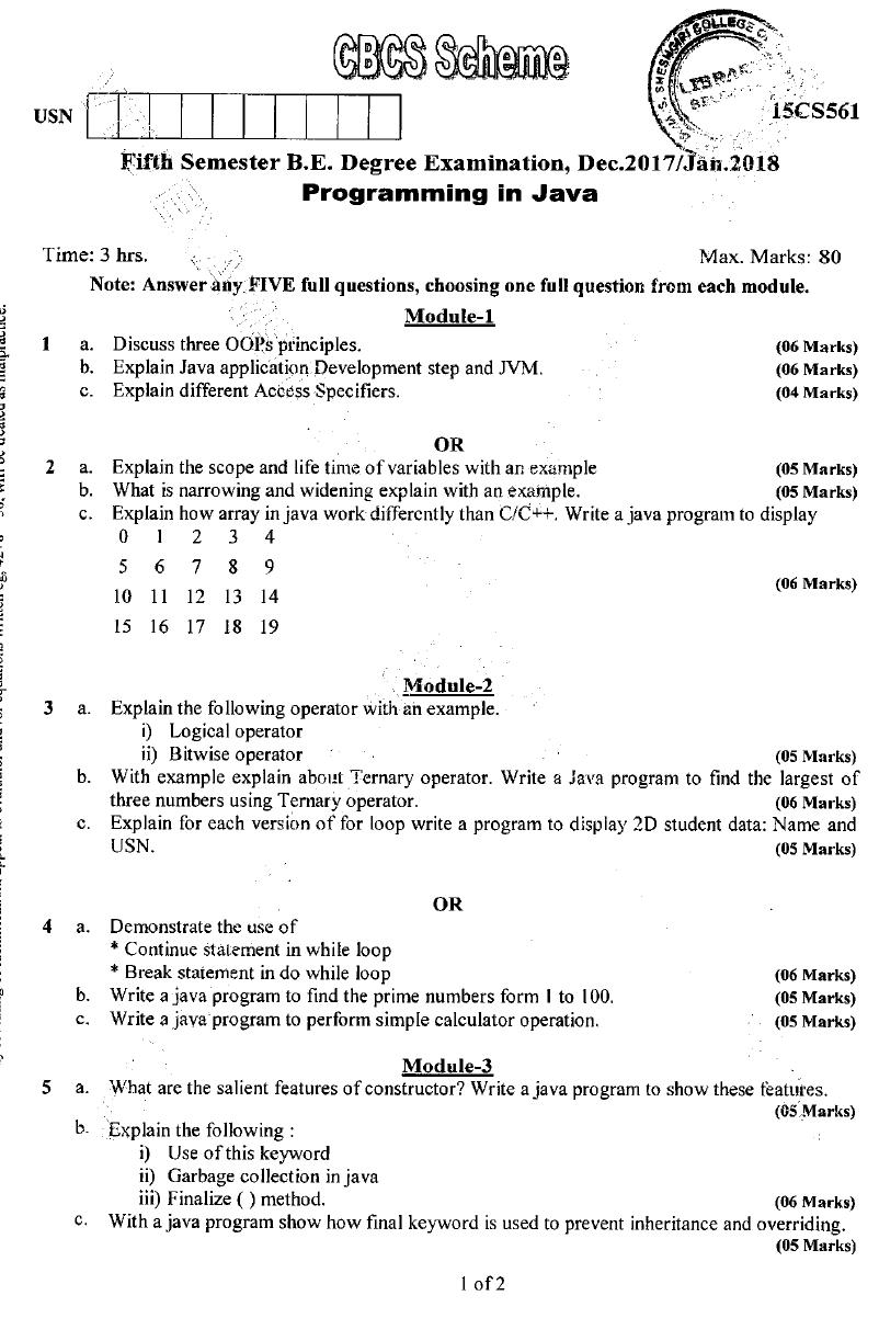 Visvesvaraya Technological University B.E. COMPUTER SCIENCE (CBCS ...