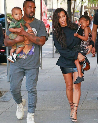 1a1a Kanye West and Kim K step out with their children Saint and North West for lunch in New York