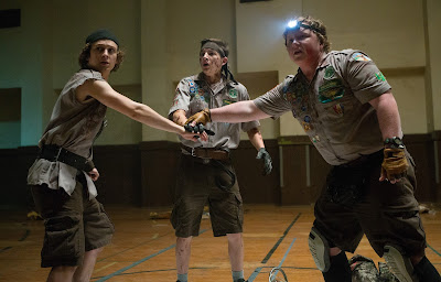 Image of Tye Sheridan, Logan Miller and Joey Morgan in the horror comedy Scouts Guide to the Zombie Apocalypse