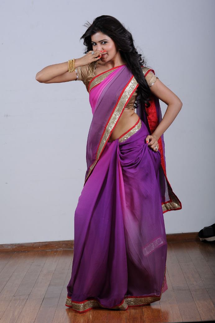 Samantha Navel Show In Saree - Heroine Gallery
