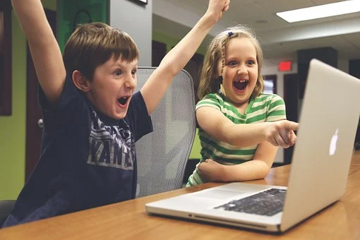 Two crazy kids, kids images, images of kids, laptop and kids images, free stock images