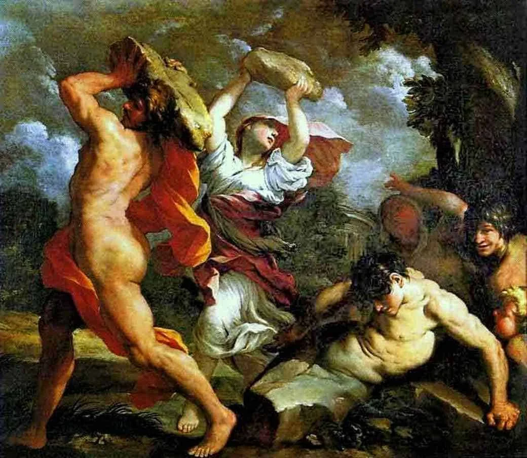 Deukalion und Pyrrha - Griechische Sage - Gewalt und Grausamkeit der Menschen 