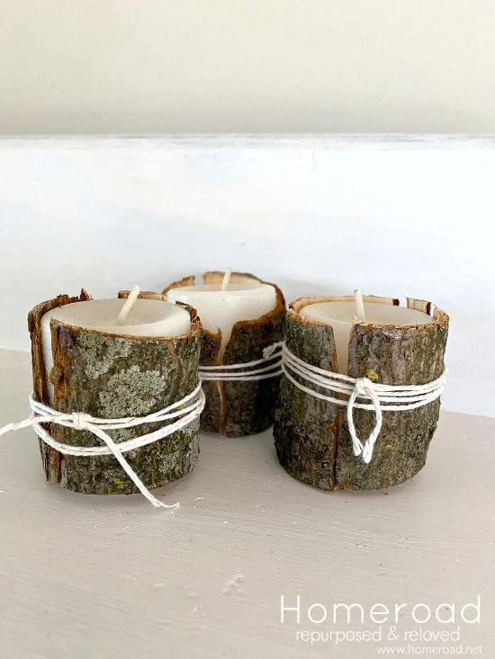 Decorative Tree Bark Wrapped Candles