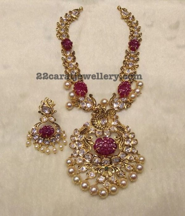 Pachi Work Set with Ruby Rose Buds - Jewellery Designs