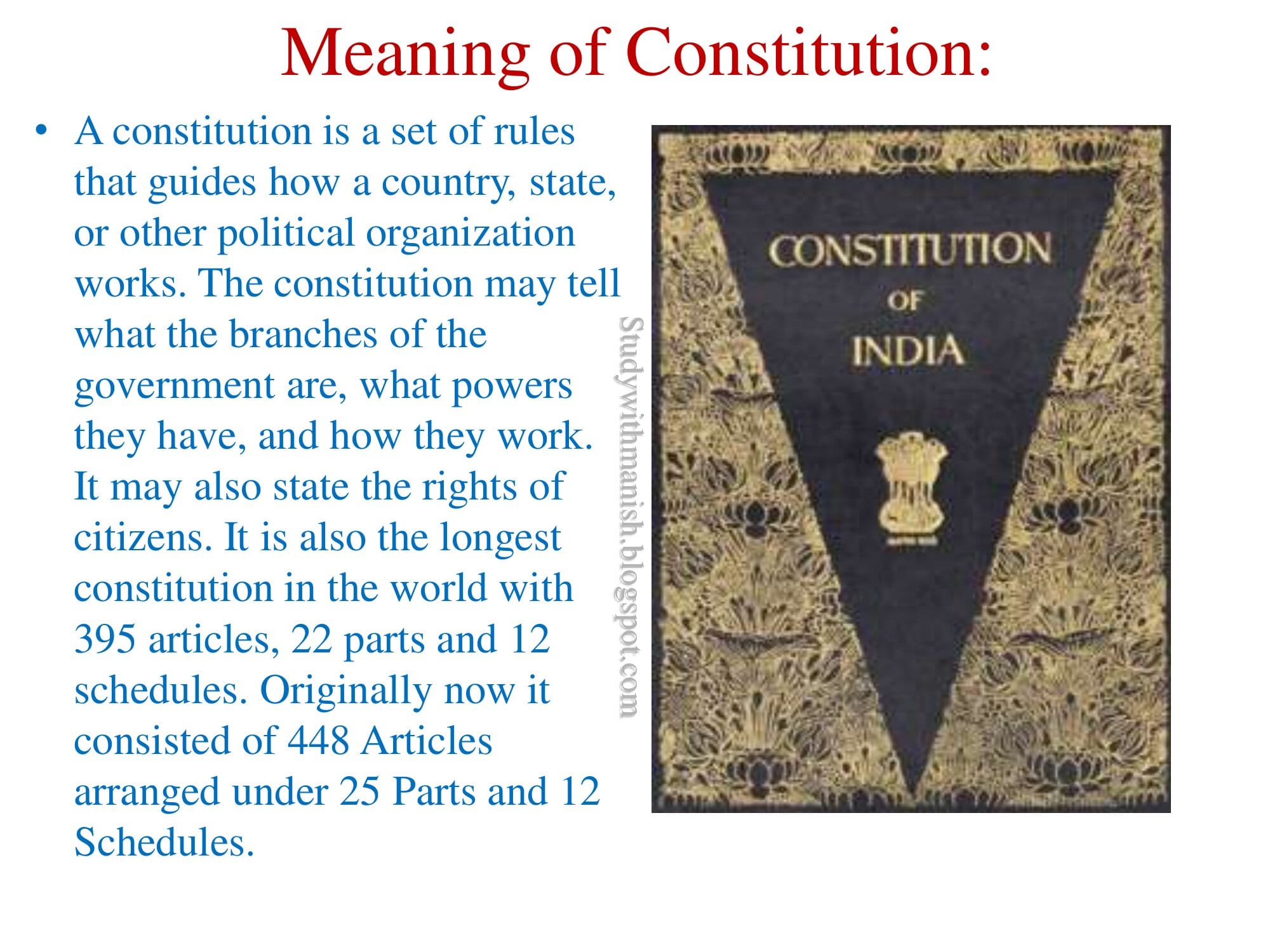 what is constitution class 11th