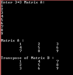 Information: C Program Code for Transpose of Matrix