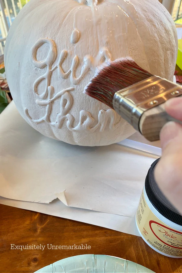 Adding Dixie Belle Clear Coat To Pumpkin