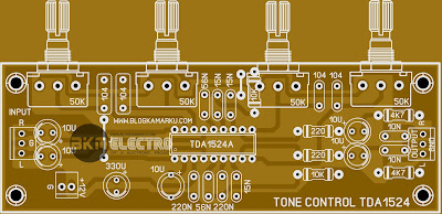 Layout Tone Control TDA 1524 PCB stereo