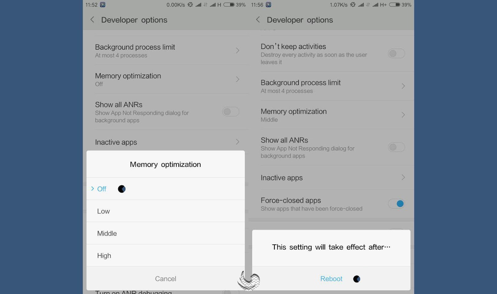 Menu Optimization - Reboot Menu Optimization - Reboot