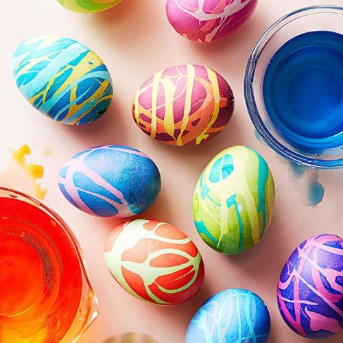 colorful drizzled Easter eggs
