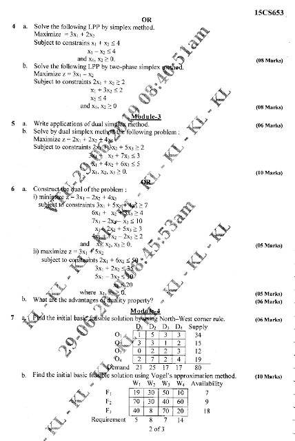 Operation research question paper with solution 2019 pdf image