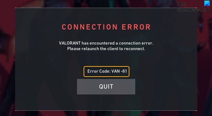 รหัสข้อผิดพลาด VALORANT VAN 81