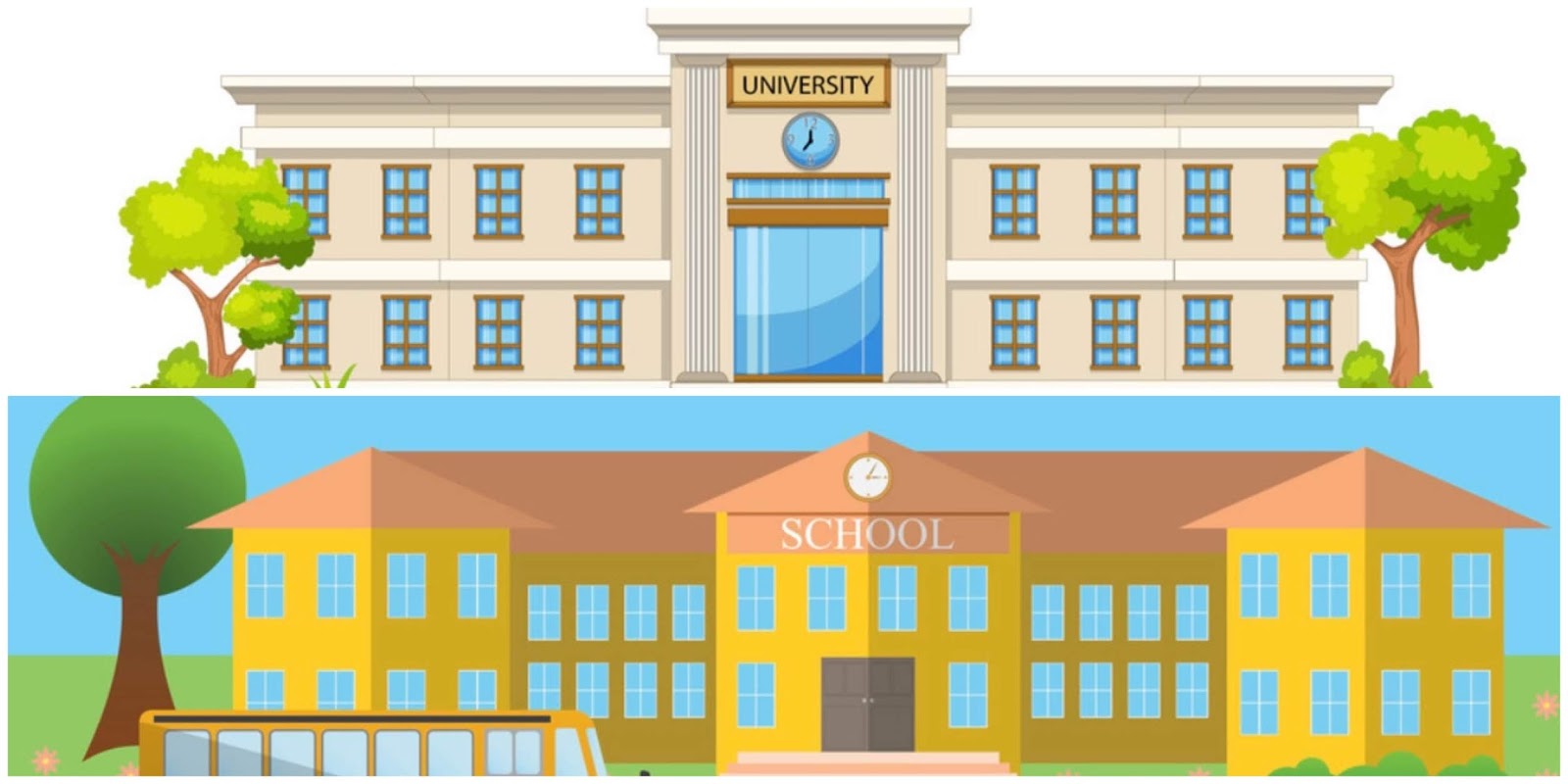 Similarities and differences between studying at school and attending
