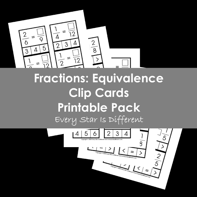 Fractions: Equivalence Clip Cards Printable Pack
