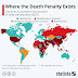 Countries where the death penalty exists (Map)