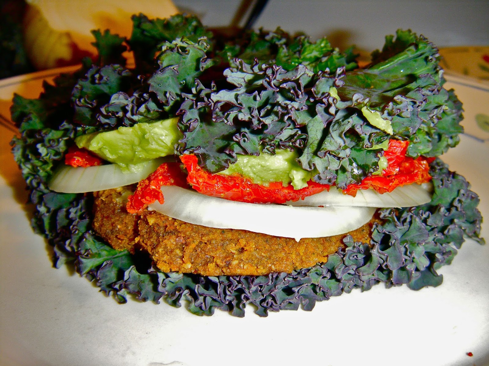 2 gays, 30 days Raw Vegan Burgers on a Kale 'Bun' protein