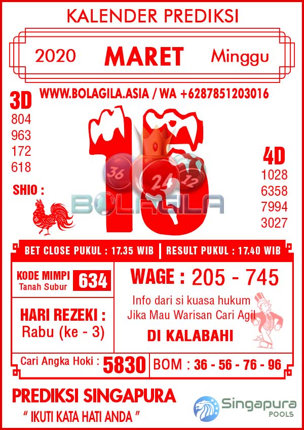 Prediksi Togel Singapura Minggu 15 Maret 2020 Prediksitogel Jp