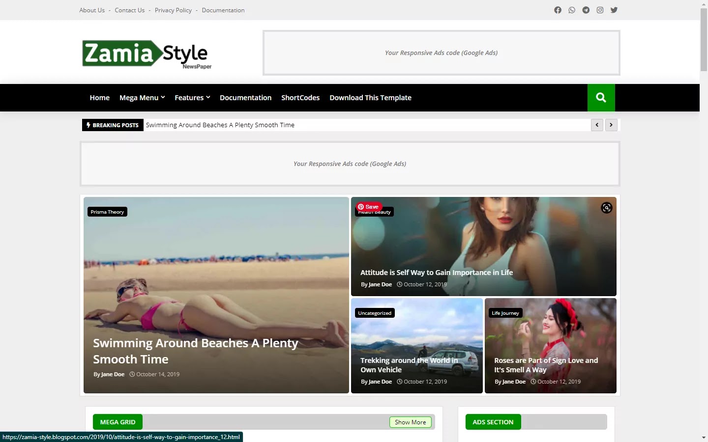300+ Professional Blogger Templates - Amp, SEO Friendly, Responsive, and Fast Loading Template Zamia Style - Responsive Blogger Template