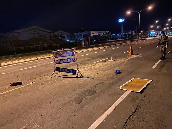 Melampau ! Tergamak rempuh sekatan PKP di Jalan Lintas - Kolombong, Kota Kinabalu