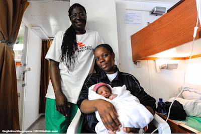 Photos: Nigerian woman gives birth to healthy baby boy on Italy-bound migrant rescue ship