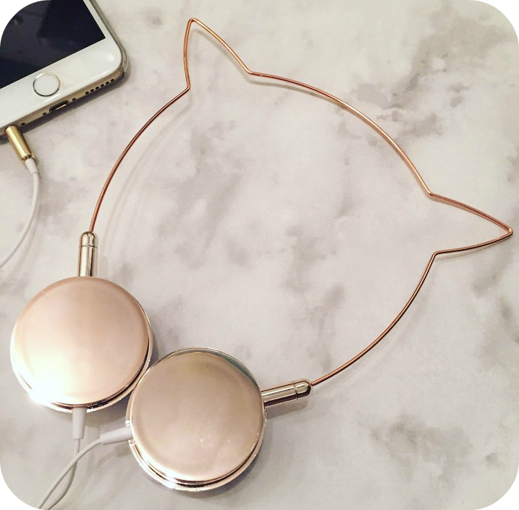 Small Blonde Skinny Dip Rose Gold Kitty Headphones