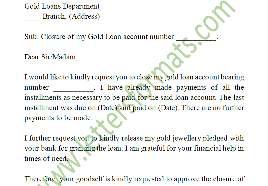 application letter for close home loan account
