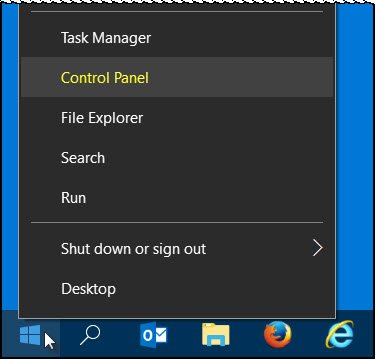 pannello di controllo di windows 10