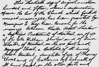 Cathedrale St-Jacque-le-Mineur (Montréal, Quebec, Canada), Quebec, Canada, Vital and Church Records (Drouin Collection), 1621-1968, "1915 Parish Register,"  marriage of Chester Robert Shirlow and (Dora) Margaret Elvert, 30 Aug 1915; digital images, Ancestry.com Operations, Inc., Ancestry.com (www.ancestry.com : accessed 27 Jul 2019). 