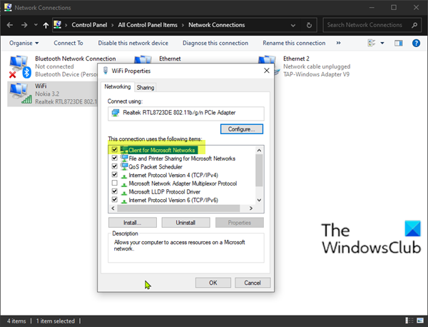 รหัสข้อผิดพลาด 0x800704cf-Network Connections