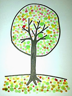 cara menggambar pohon dengan pewarna makanan dan cotton bud