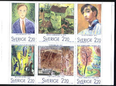 1988年スウェーデン王国　絵画の中の犬の切手