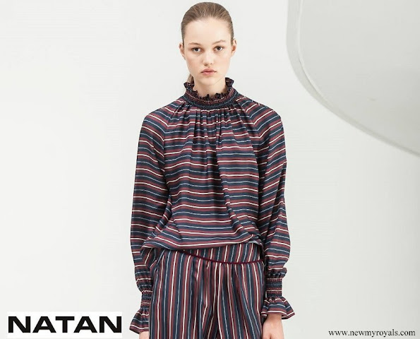 Queen Mathilde wore Natan Striped Blouse from Natan spring summer 2018 collection