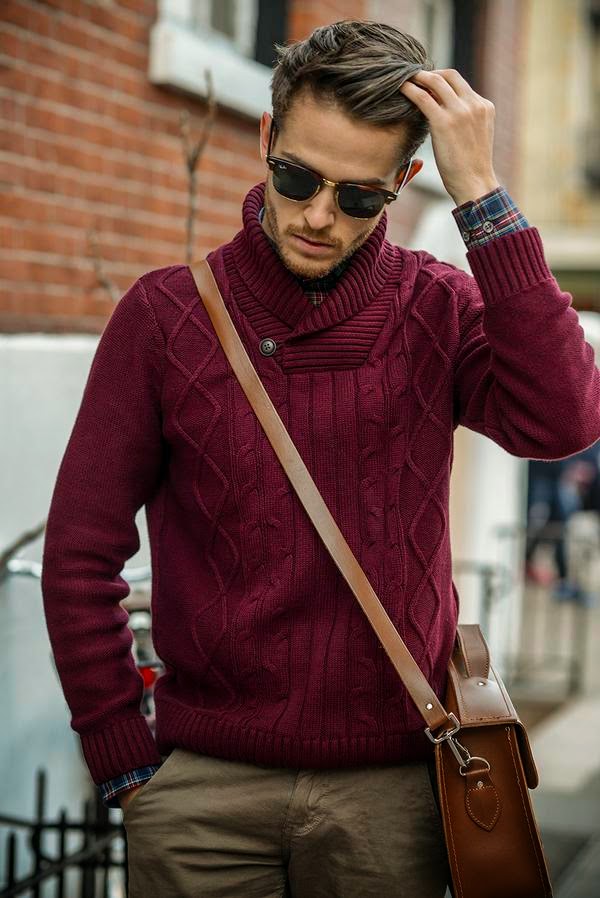 TrendHimUK: SPOTTED & INSPIRED: Cable Knit Shawl Collar Jumper