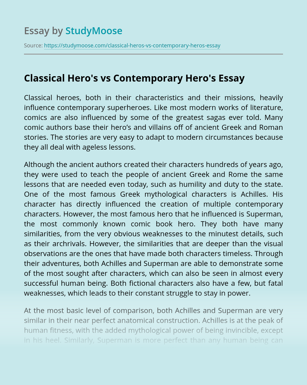 what is a hero essay examples