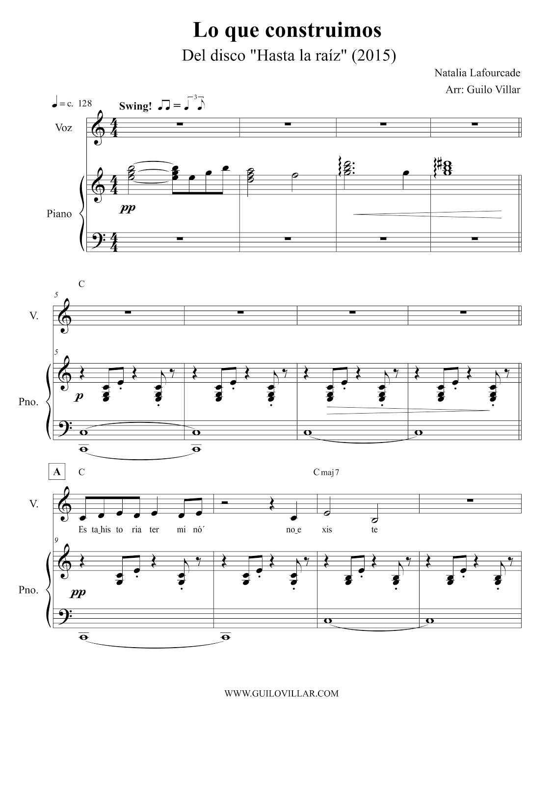 Natalia Lafourcade Lo que construimos (Partitura para piano y voz)