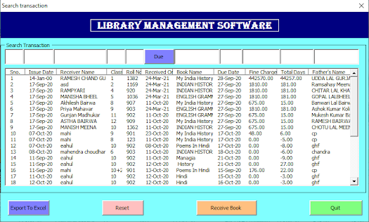 TECHNICAL BAUJI SCHOOL: LIBRARY MANAGEMENT SYSTEM IN EXCEL VBA