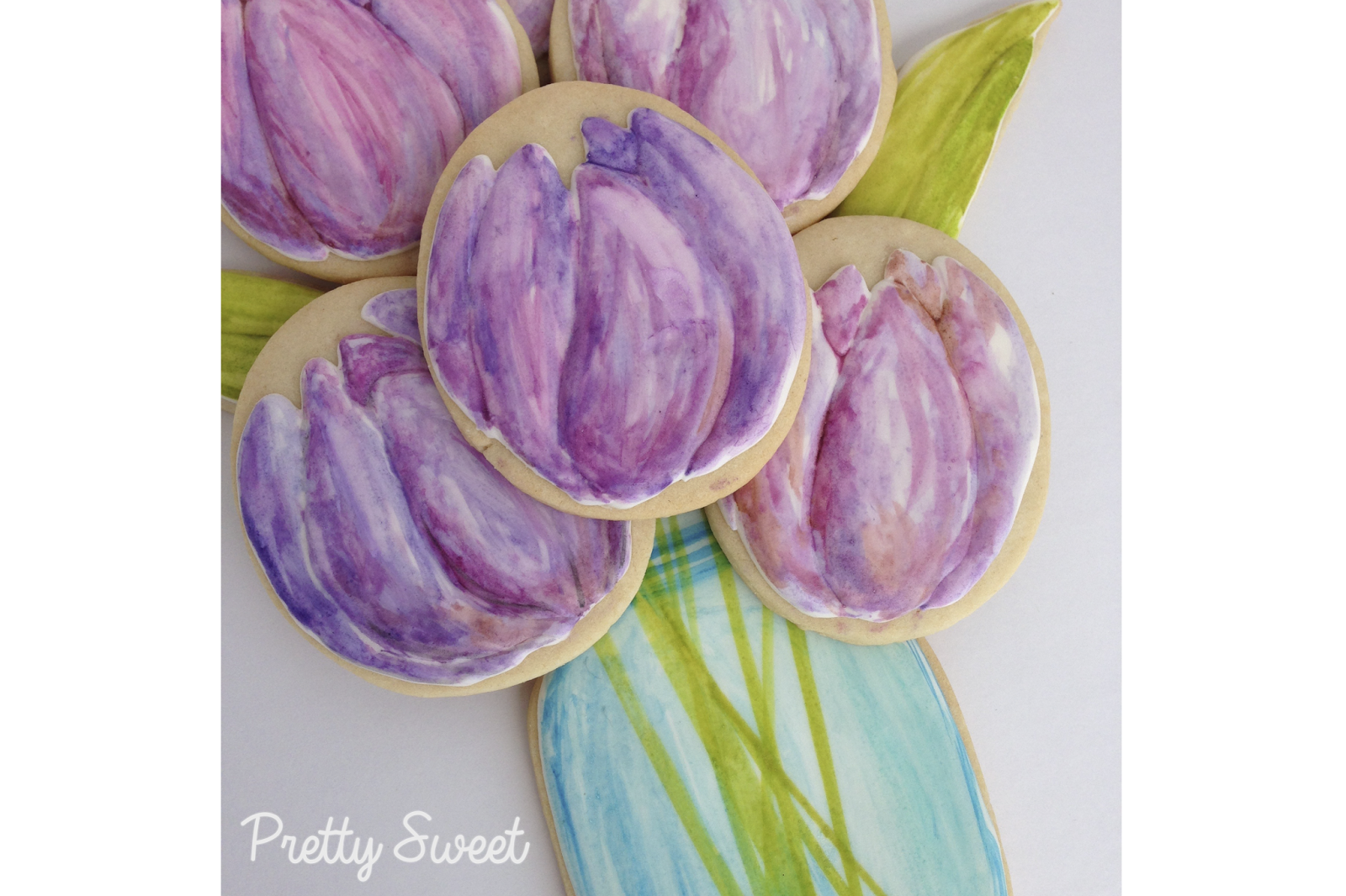 Hand Painted Cookies Tulip Bouquet Pretty Sweet
