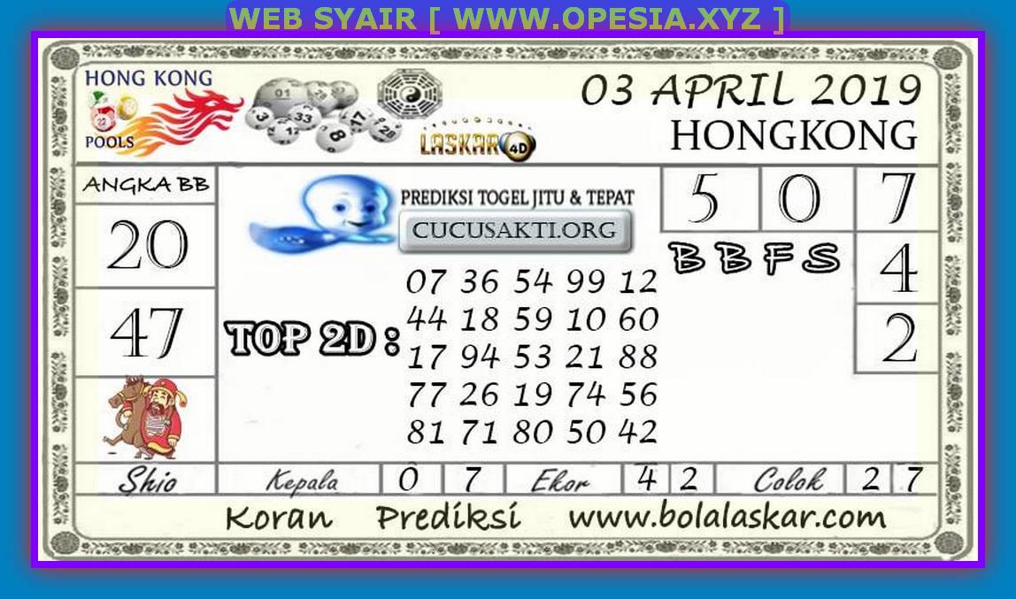 Kode syair hk Rabu 3 April 2019 GOsyair SEDIA KODE SYAIR