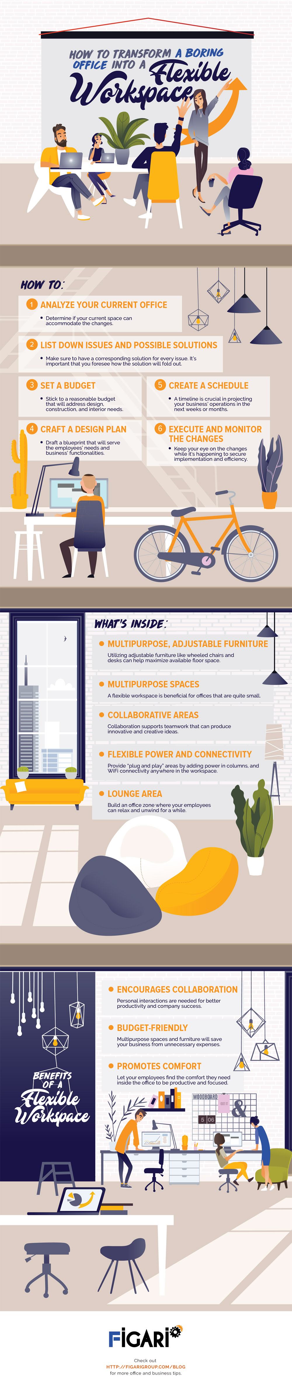 How to Transform a Boring Office Into a Flexible Workspace #Infographic