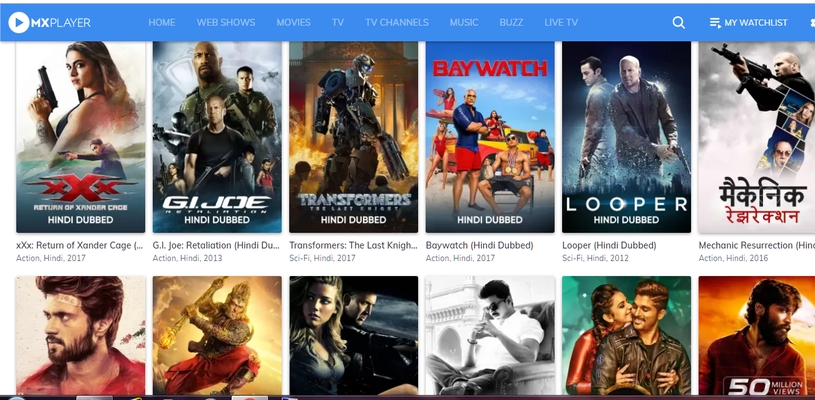 Mxplayer free movies and tv shows website for india