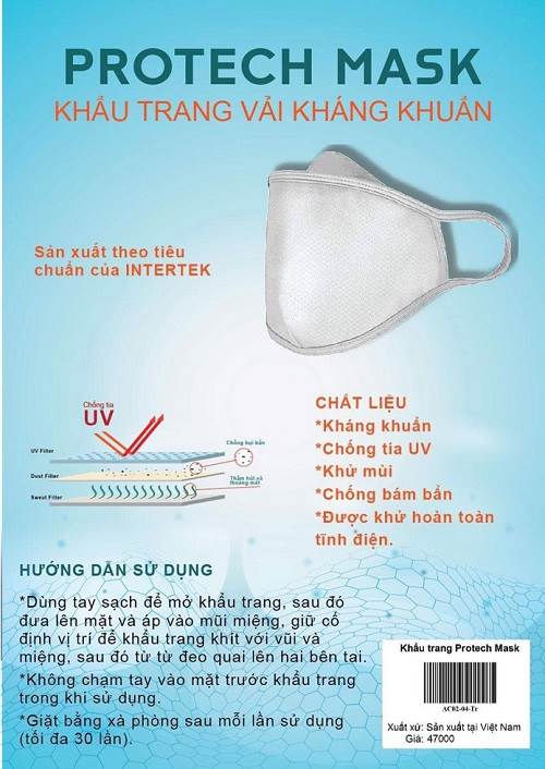 Khẩu Trang Vải Kháng Khuẩn Protech Mask 4 KhẩuTrang Vải Kháng Khuẩn Protech Mask