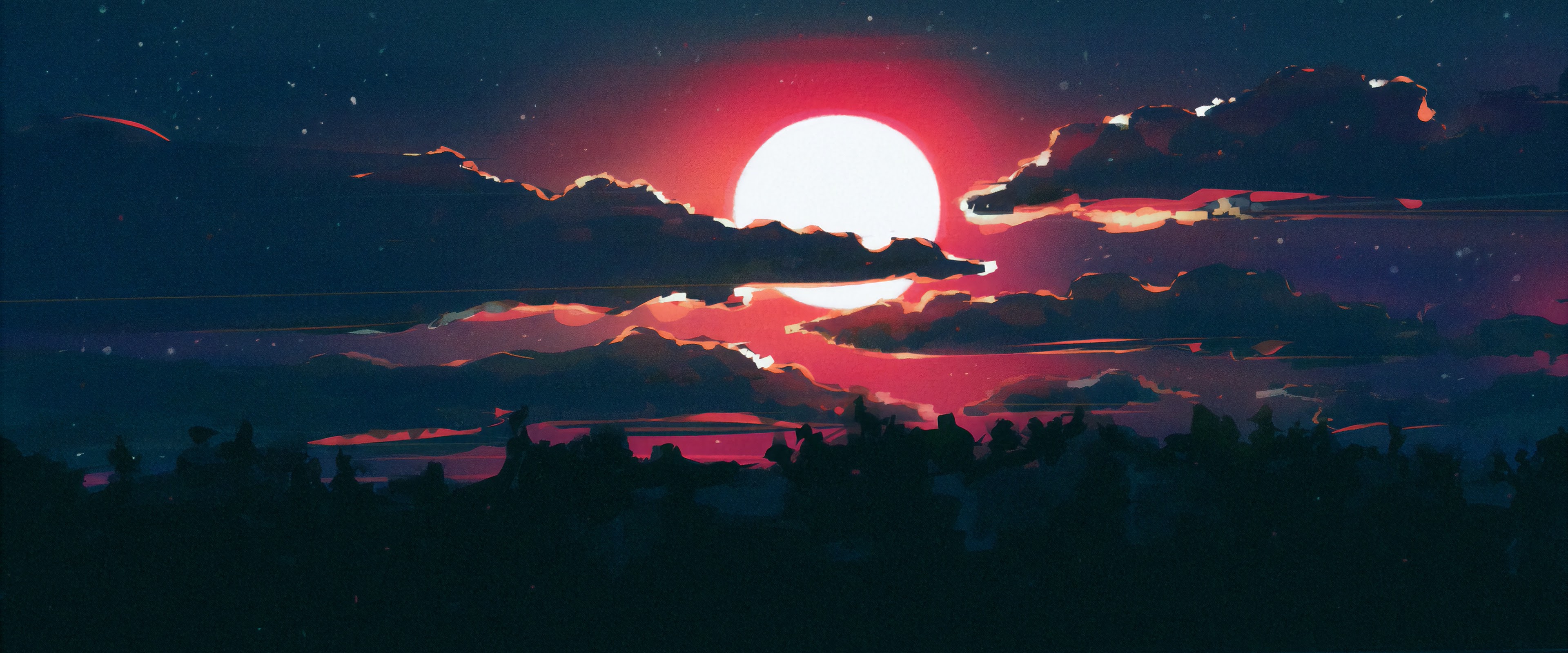 Lunar Eclipse, Night, Sky, Full Moon, Scenery, 4K, #184 Wallpaper PC